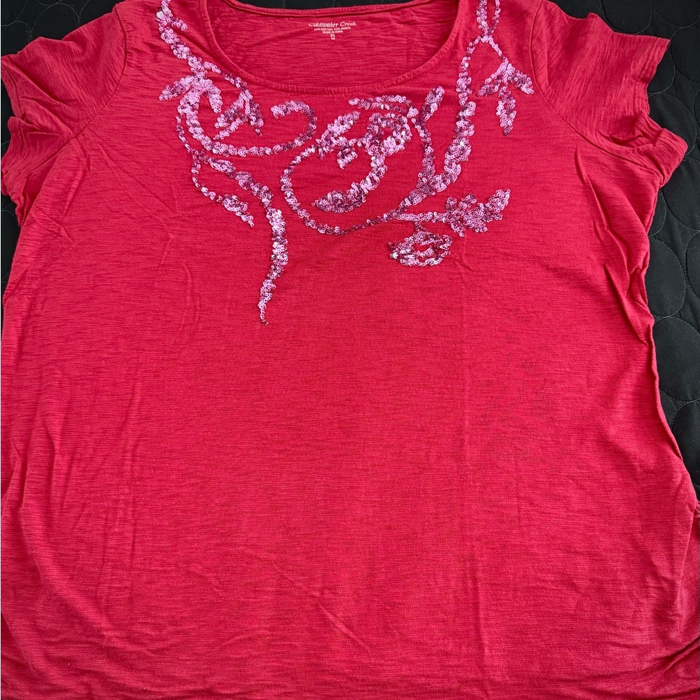 Women's Red Top with Embellished Design